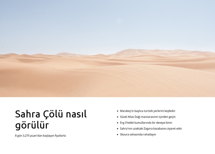 Sahra çöl turları Bir Sayfa Şablonu