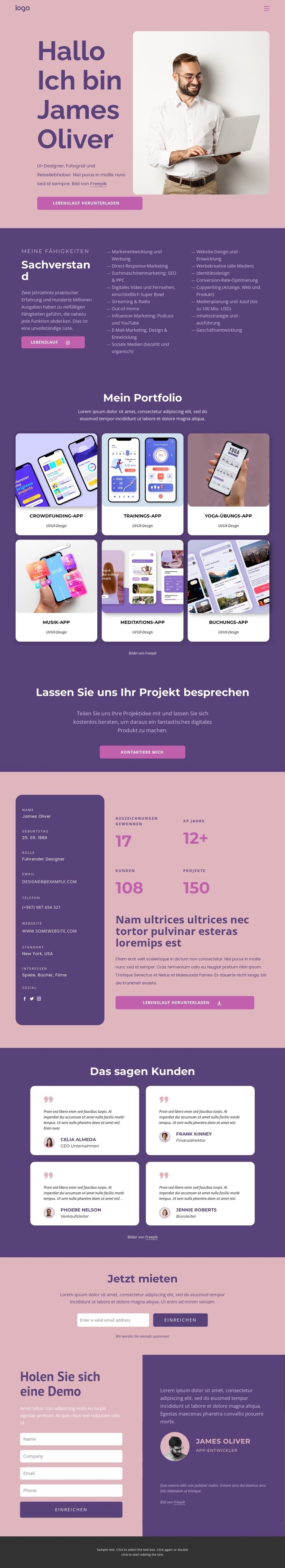 Professioneller App-Entwickler HTML5-Vorlage