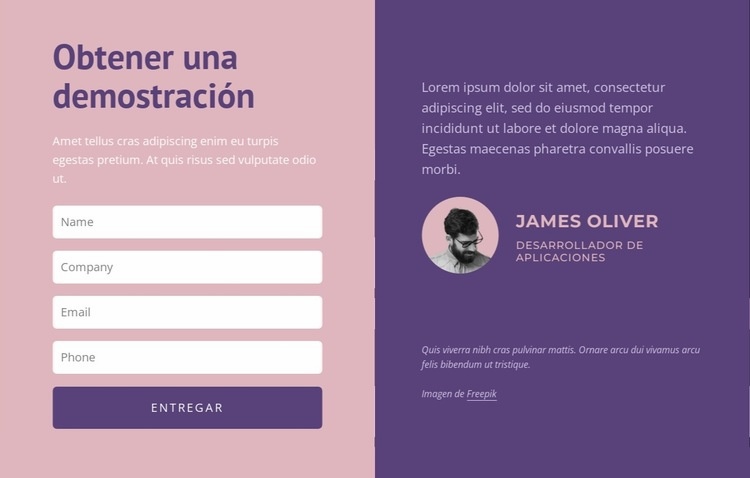 Formulario de contacto con texto Creador de sitios web HTML