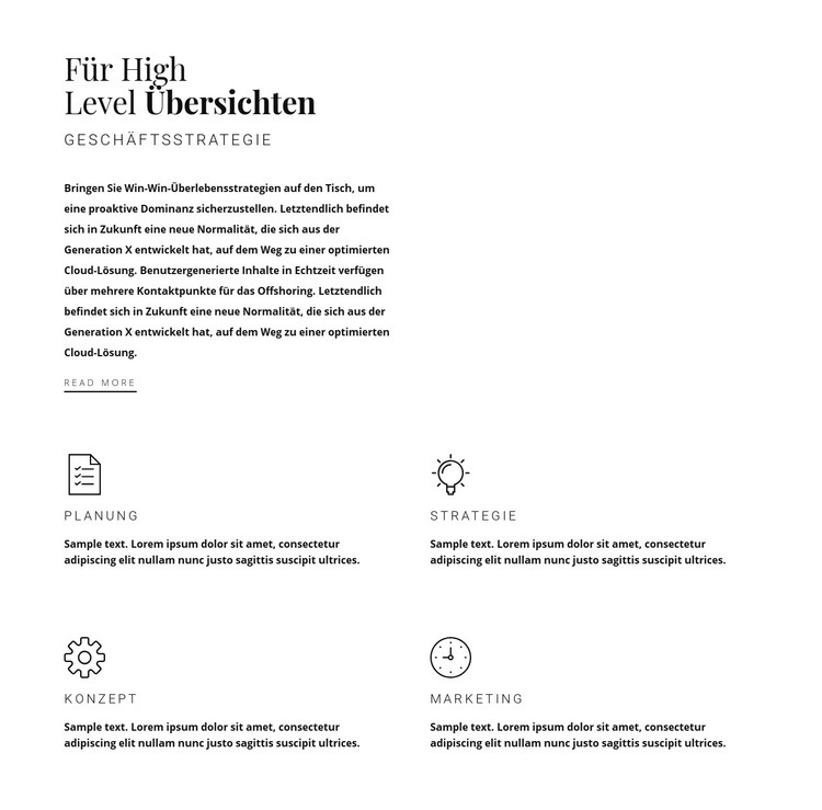 Überschrift, Text und Dienstleistungen HTML Website Builder