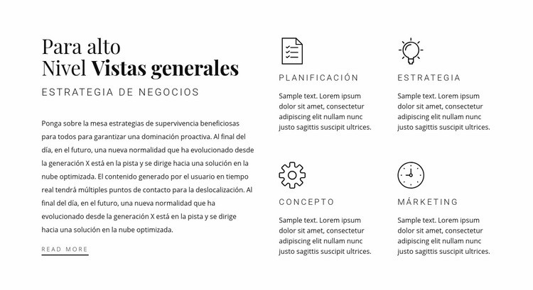 Encabezado, texto y servicios Creador de sitios web HTML