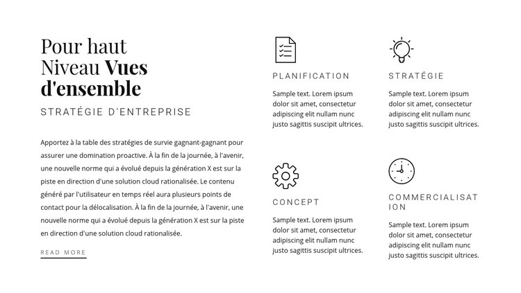 Titre, texte et services Conception de site Web