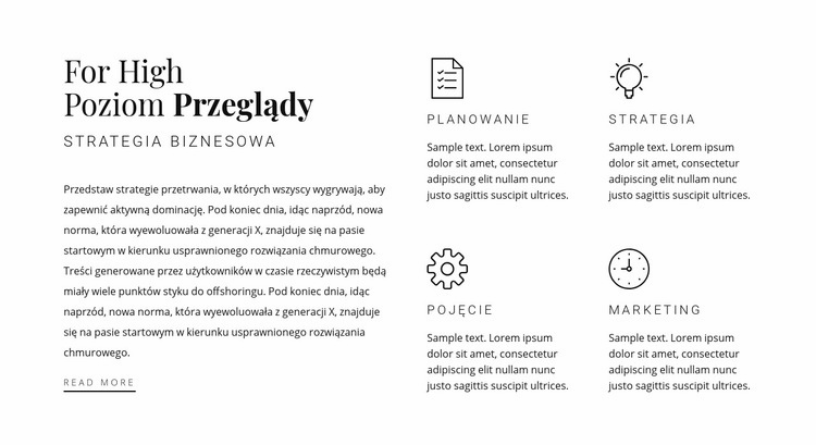 Nagłówek, tekst i usługi Szablon jednej strony