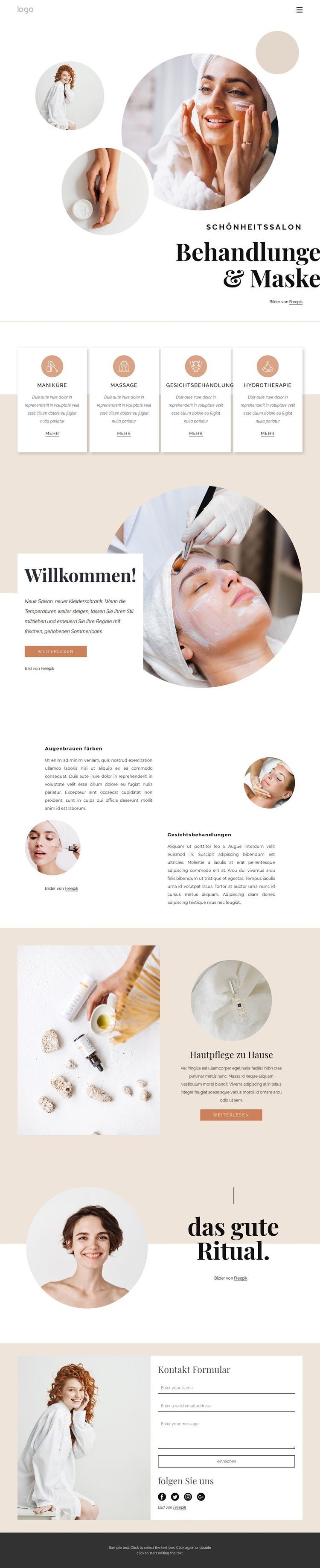 Körperbehandlungen und Massagen Website design