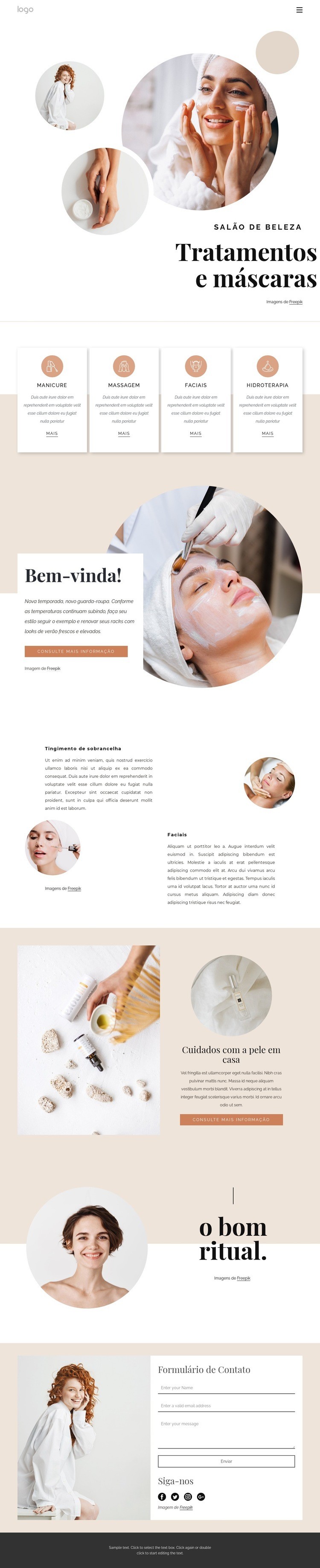 Tratamentos e massagens corporais Modelo de uma página