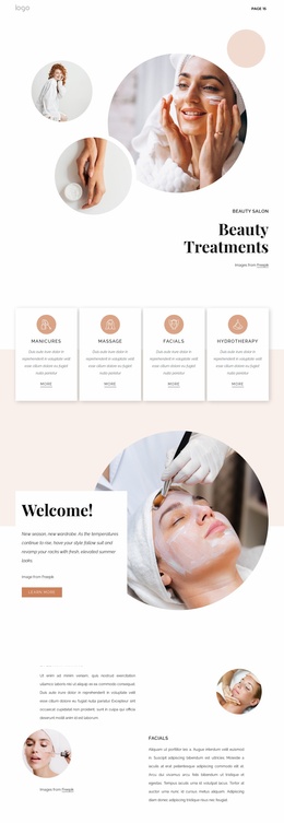 Website Landing Page For Body Treatments And Massages