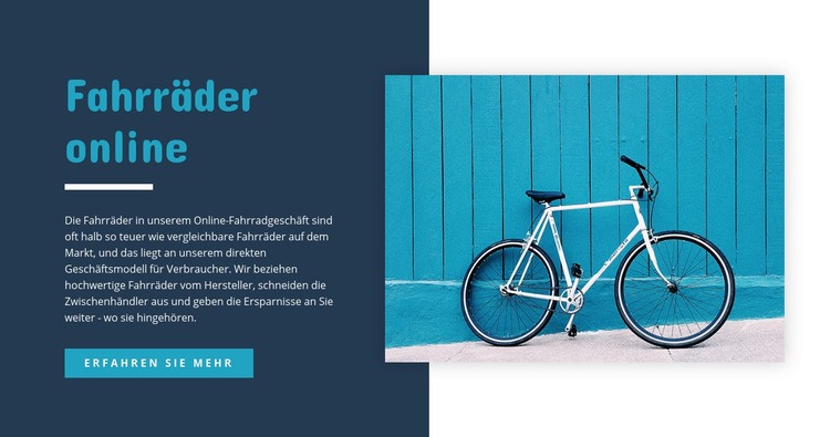 Fahrräder online Landing Page