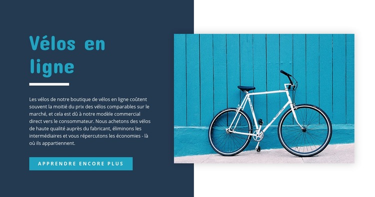 Vélos en ligne Maquette de site Web