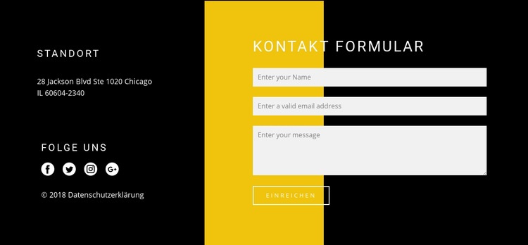 Kontakte und Kontaktformular Eine Seitenvorlage