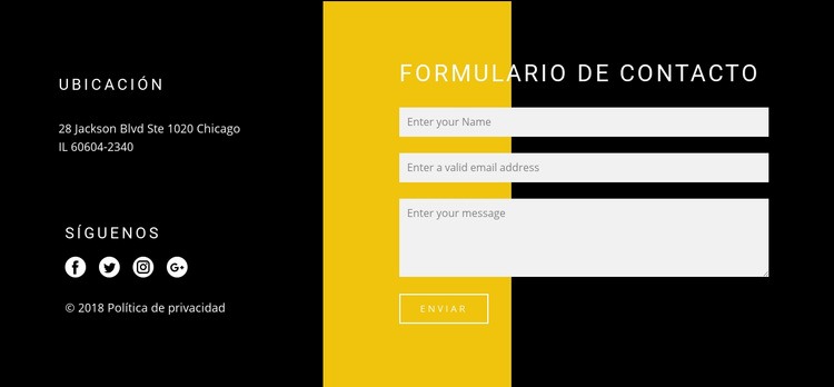 Contactos y formulario de contacto Diseño de páginas web