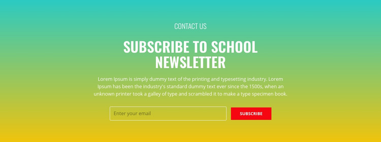 Subscribe to school newsletter Homepage Design