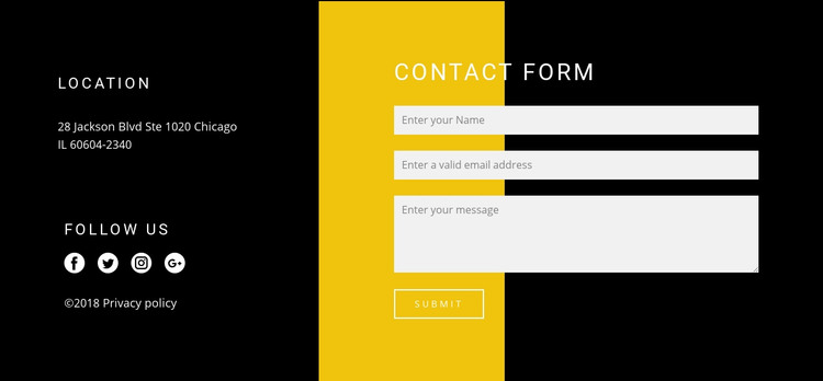 Contacts and contact form Homepage Design