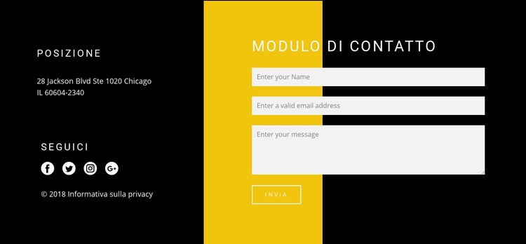 Contatti e modulo di contatto Mockup del sito web