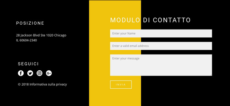 Contatti e modulo di contatto Modello HTML