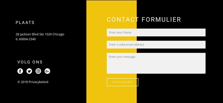 Contacten en contactformulier Website ontwerp