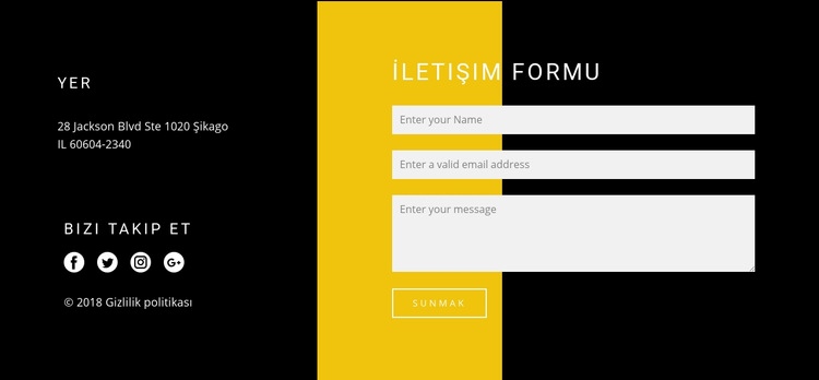 Kişiler ve iletişim formu Html Web Sitesi Oluşturucu