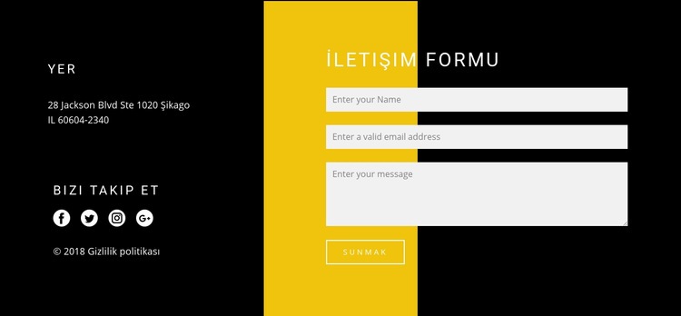 Kişiler ve iletişim formu Web sitesi tasarımı