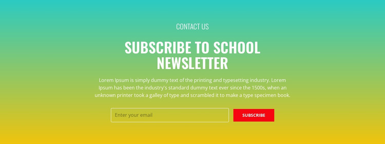 Subscribe to school newsletter Website Mockup