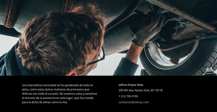 Contactos de servicios de reparación de automóviles Maqueta de sitio web