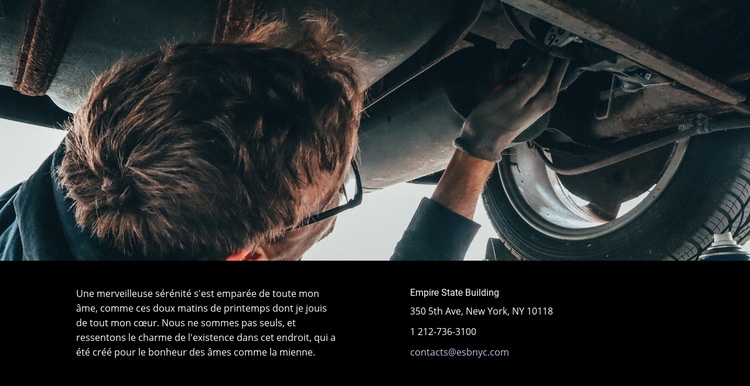 Contacts des services de réparation automobile Conception de site Web