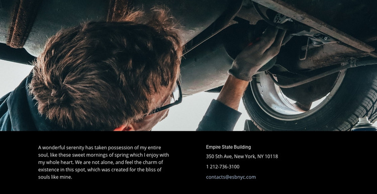 Car repair services contacts Homepage Design