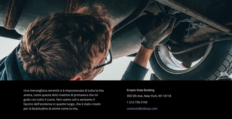 Contatti per servizi di riparazione auto Mockup del sito web