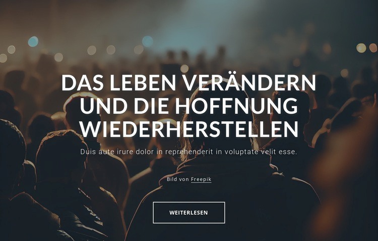 Leben verändern, Hoffnung wiederherstellen Landing Page