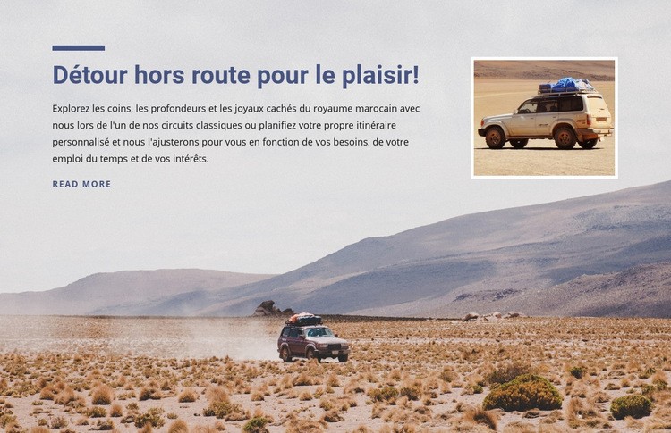 Aventures hors route dans le désert Maquette de site Web