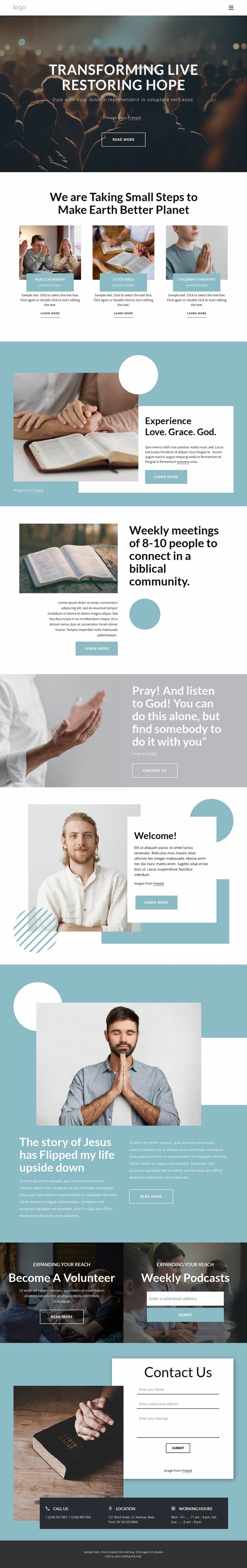 Restoring hope Homepage Design