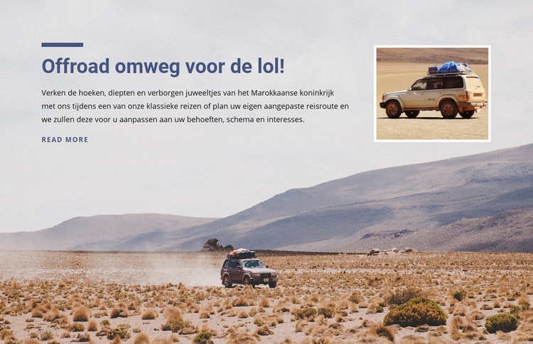 Woestijn offroad-avonturen Website mockup