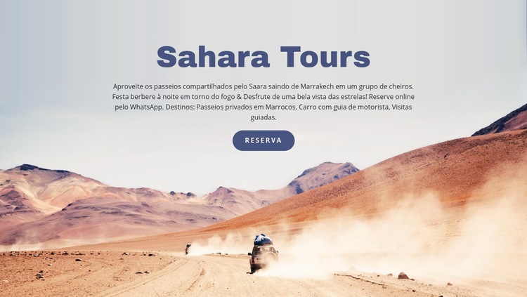 Viagens ao Saara Landing Page