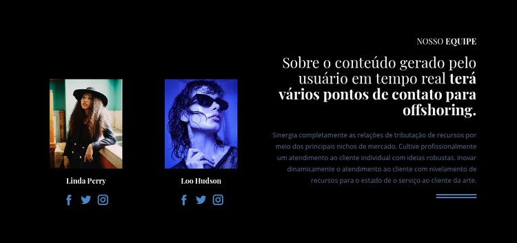 Nossa equipe no social Construtor de sites HTML