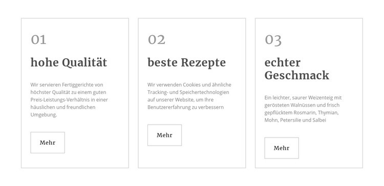 Gesunde Restaurantmahlzeiten Website-Modell