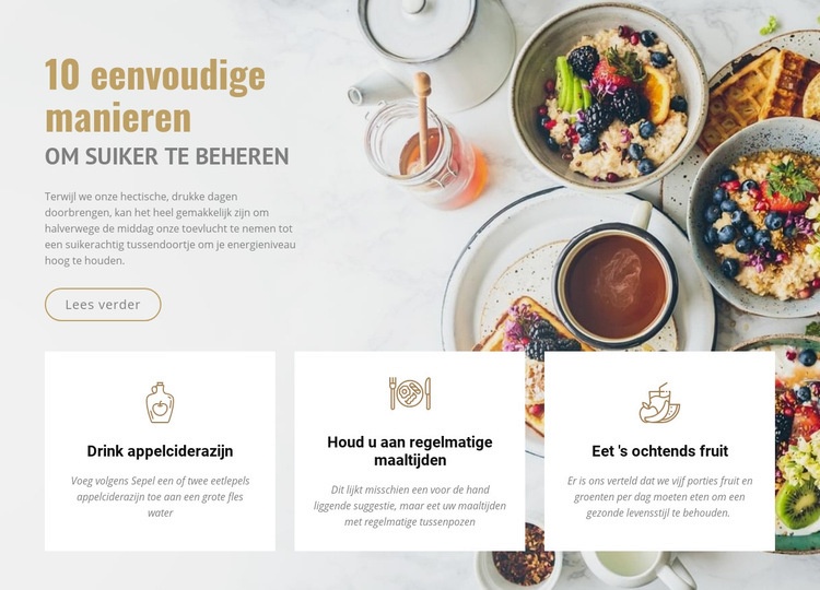 Beperk het verlangen naar suiker en koolhydraten Website mockup