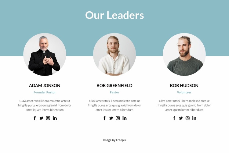 Church leaders Landing Page