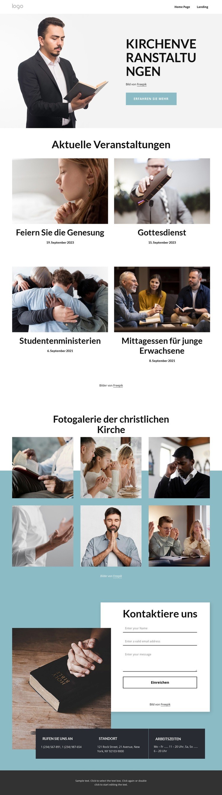 Kirchliche Veranstaltungen Website Builder-Vorlagen