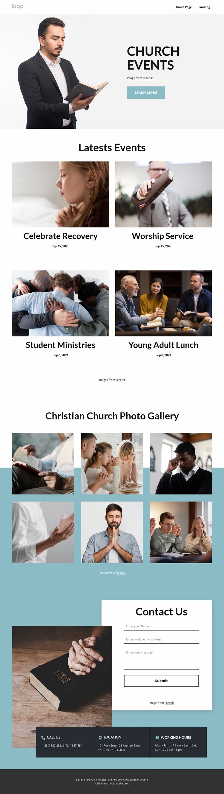 Church events Html Code Example