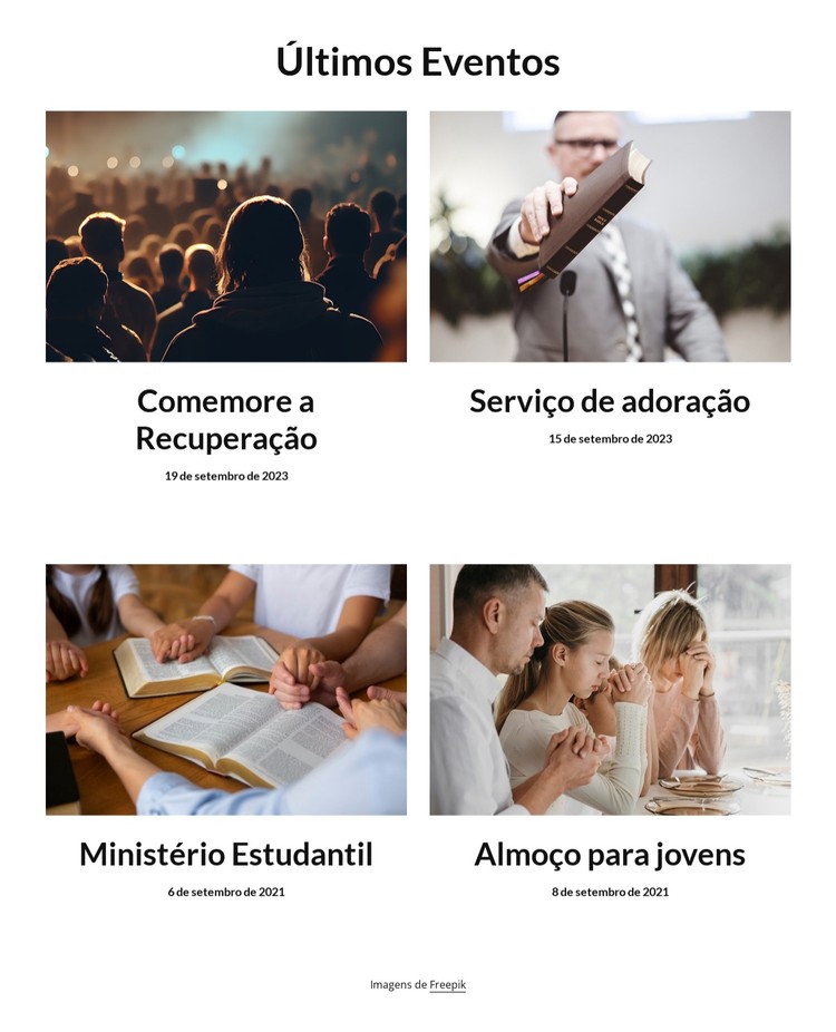 Últimas notícias e eventos Template CSS