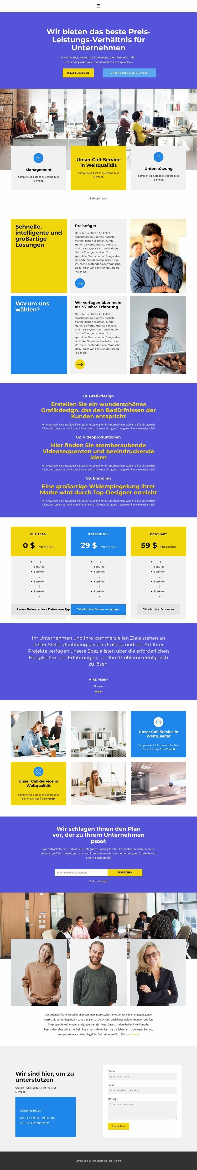 Schnell und einfach Landing Page