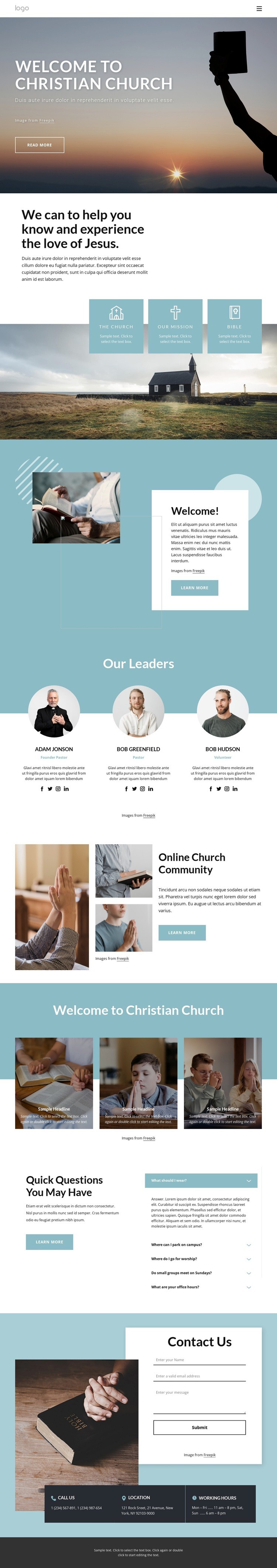 Our Mission, vision and confession Homepage Design