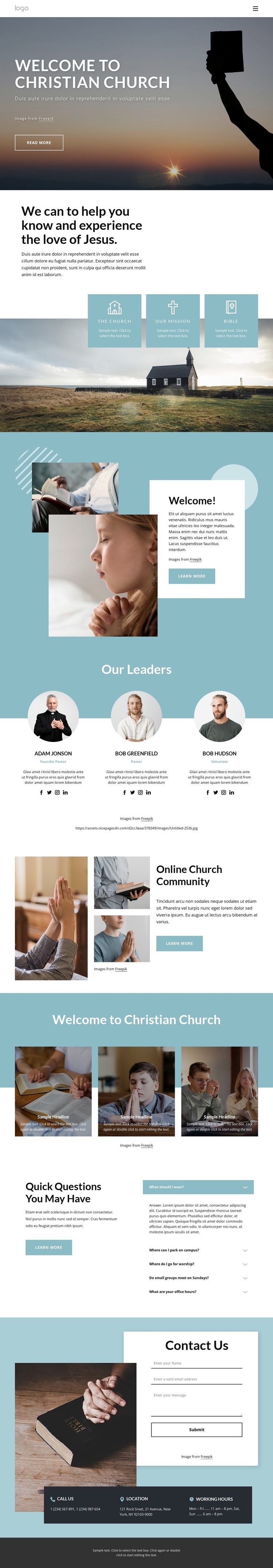 Our Mission, vision and confession Homepage Design