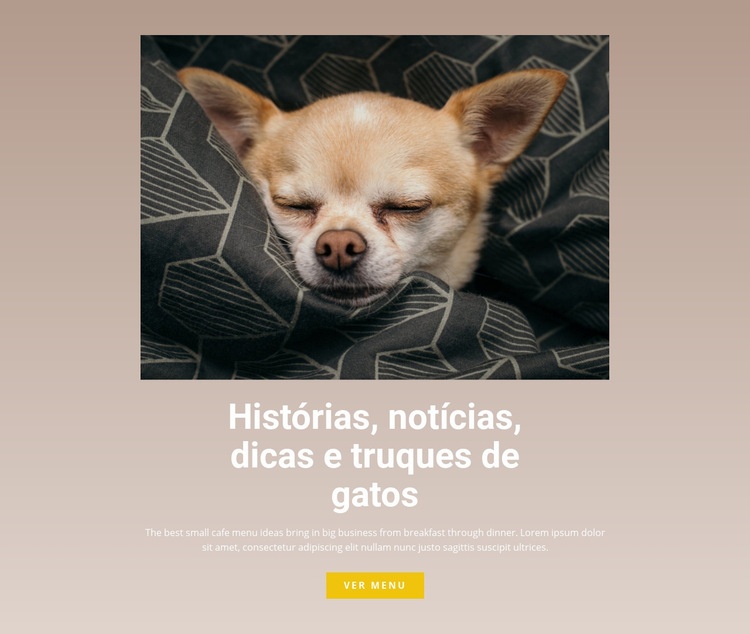 Histórias de animais de estimação Maquete do site