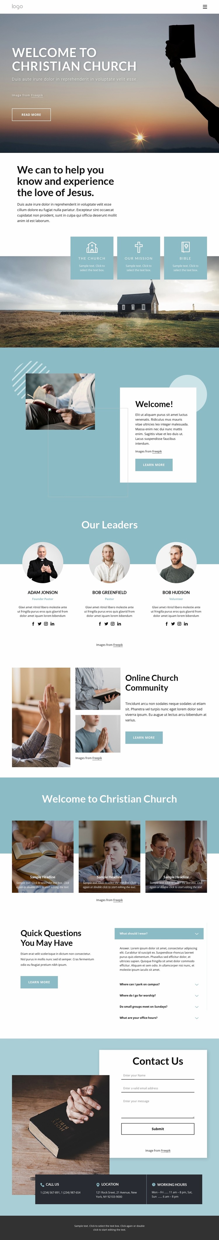 Our Mission, vision and confession Website Mockup