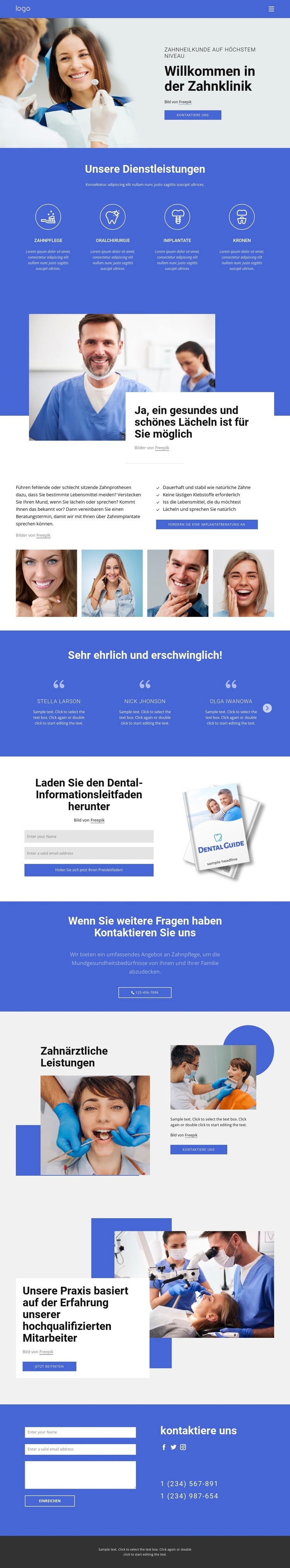 Willkommen in der Zahnklinik HTML Website Builder