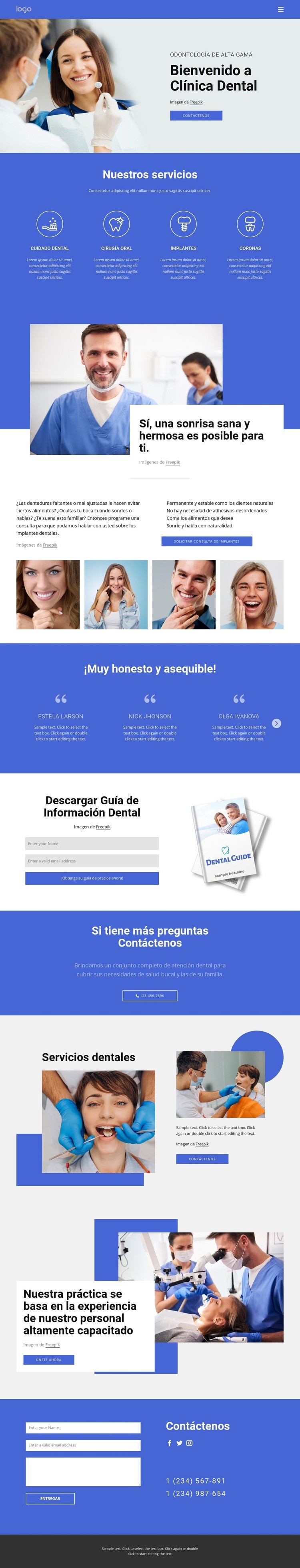 Bienvenido a la clínica dental Diseño de páginas web