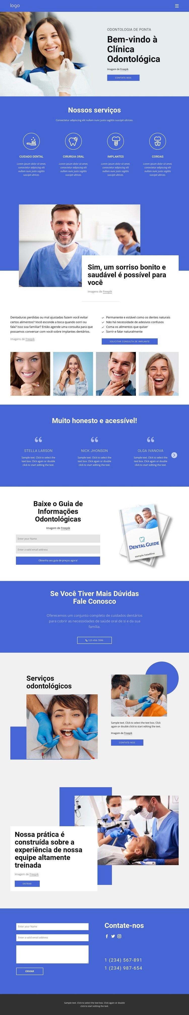 Bem-vindo à clínica odontológica Design do site