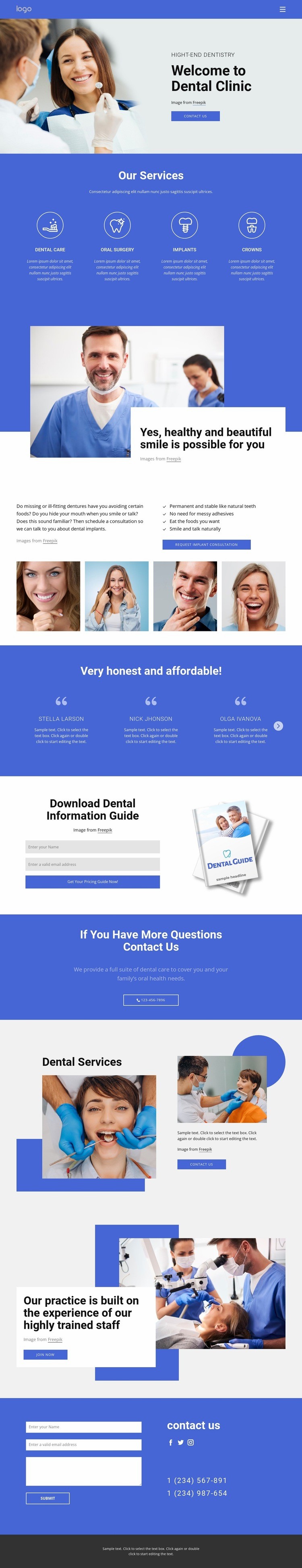 Welcome to dental clinic Web Page Design