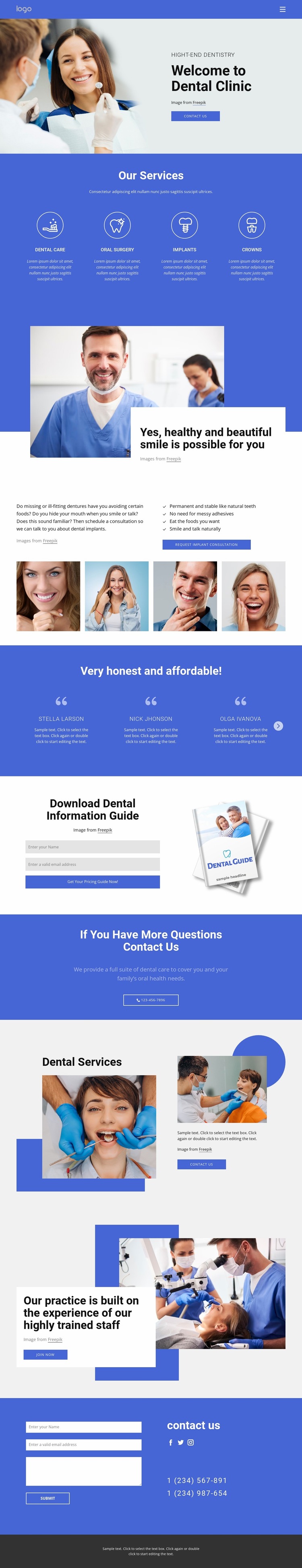 Welcome to dental clinic Website Mockup