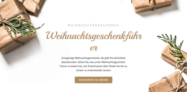 Weihnachtsgeschenkführer Website-Vorlage