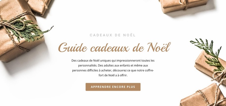 Guide des cadeaux de Noël Maquette de site Web